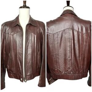 Berman’s | Men | Vintage 70s 80s Chocolate Brown Leather Full Zip Jacket | Sz 48